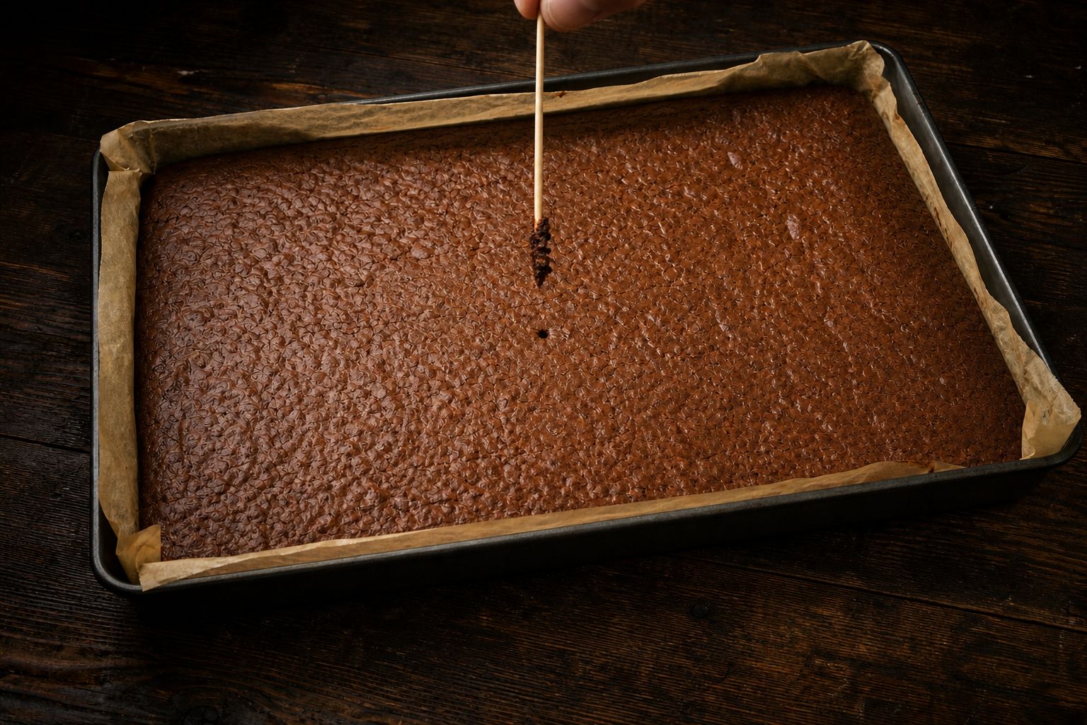 Bradepande-brownies, trin 6: tandstik-test i midten