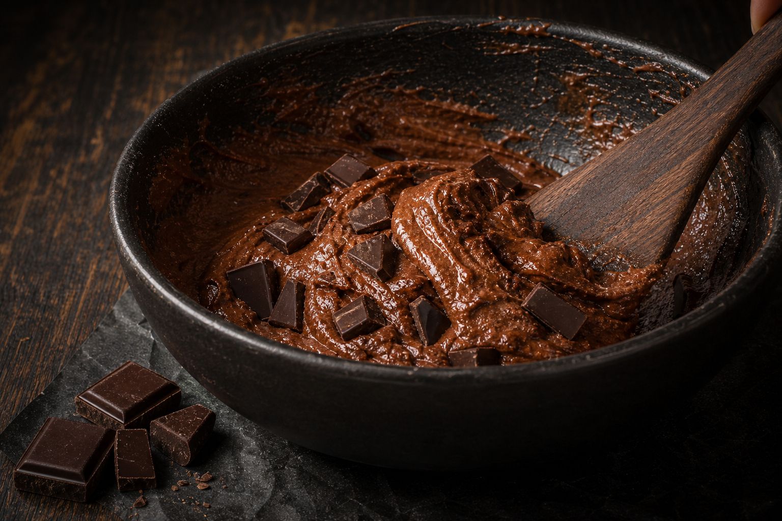 Mælkechokolade-brownies, trin 5: fold chokolade i
