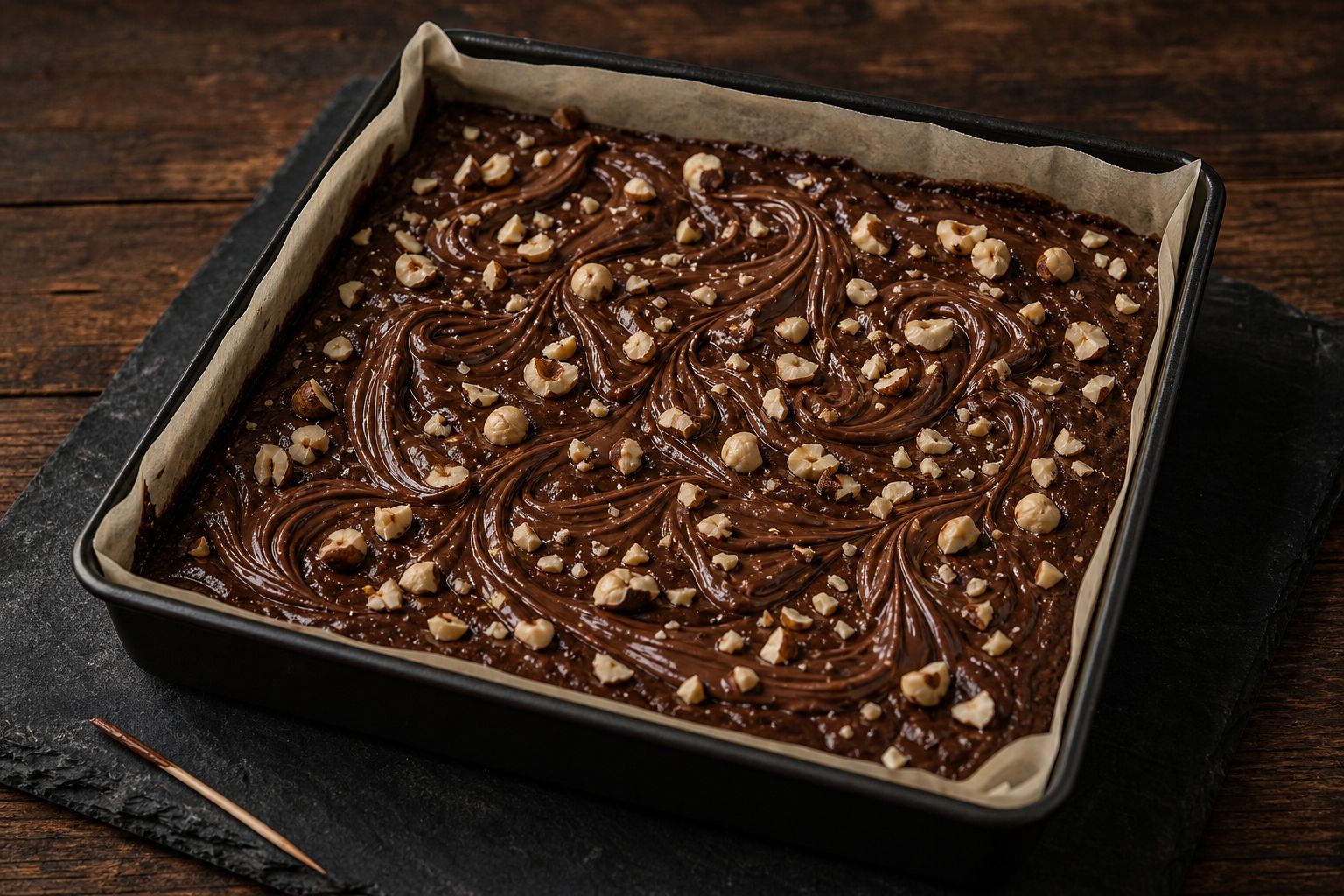 Nutella-brownies, trin 4: swirl og drys